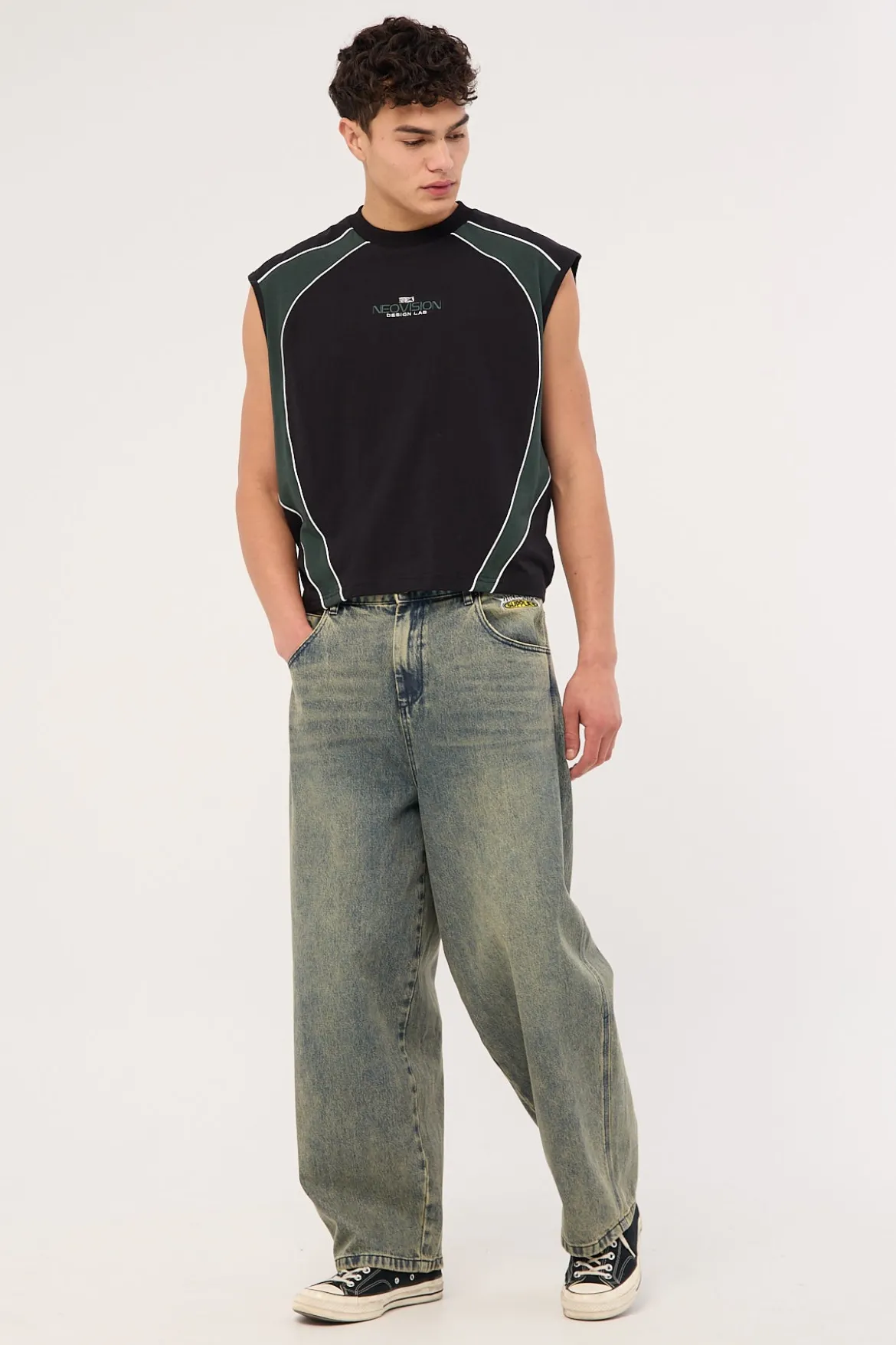 Rivet Cropped Muscle Tank Asphalt