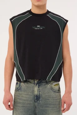 Rivet Cropped Muscle Tank Asphalt