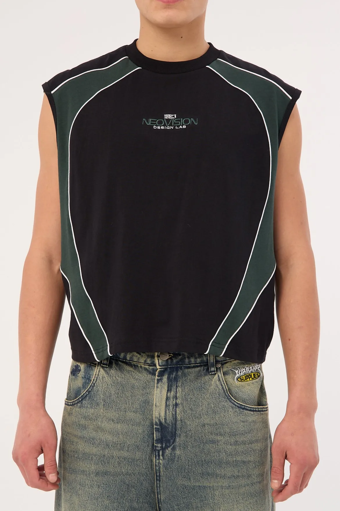 Rivet Cropped Muscle Tank Asphalt