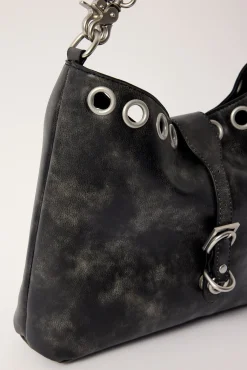 Rivet Large Slouch Bag Washed Black