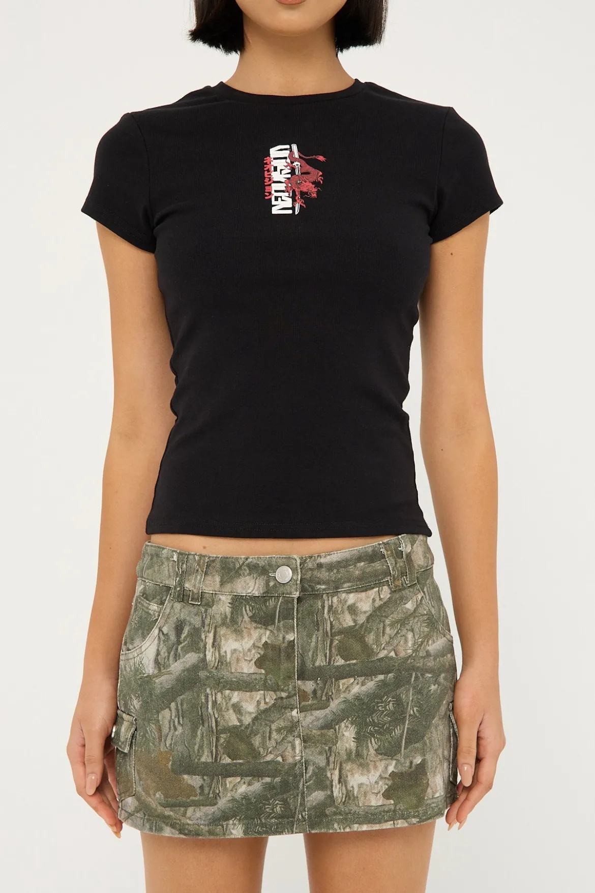 Riyu Baby Tee Black/Red