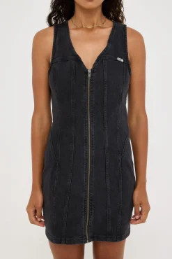 Robbie Denim Dress Ashen Black
