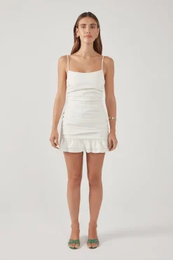 Rochelle Drop Waist Mini Dress Off White