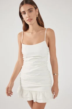 Rochelle Drop Waist Mini Dress Off White