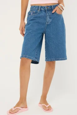 Rock Hot Low Rise Denim Shorts Middy Blue