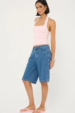 Rock Hot Low Rise Denim Shorts Middy Blue