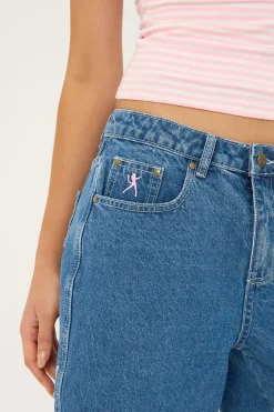 Rock Hot Low Rise Denim Shorts Middy Blue