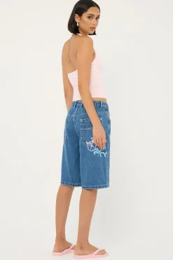 Rock Hot Low Rise Denim Shorts Middy Blue