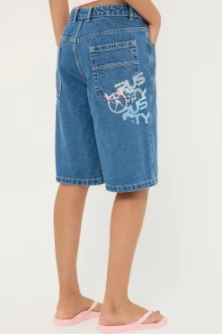 Rock Hot Low Rise Denim Shorts Middy Blue