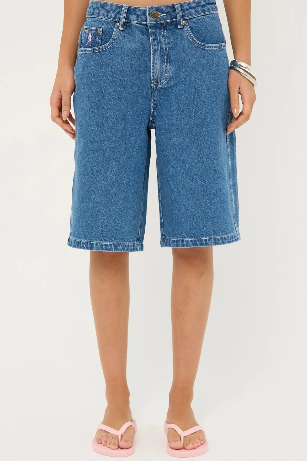 Rock Hot Low Rise Denim Shorts Middy Blue