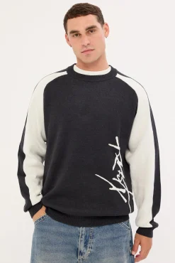 Roll Safe Boxy Knitted Crew Black Marle