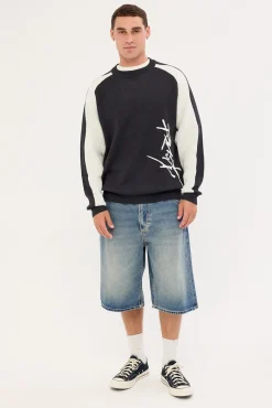 Roll Safe Boxy Knitted Crew Black Marle