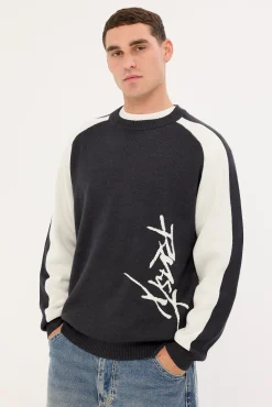Roll Safe Boxy Knitted Crew Black Marle