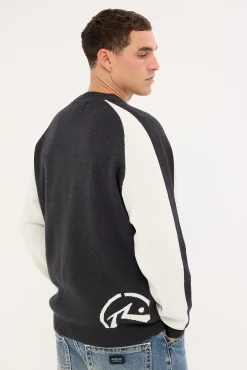Roll Safe Boxy Knitted Crew Black Marle