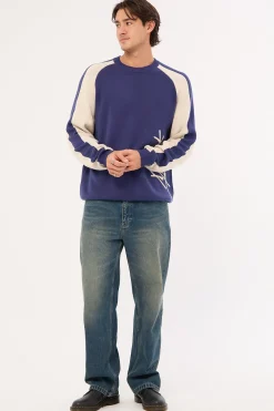 Roll Safe Boxy Knitted Crew Dark Blue