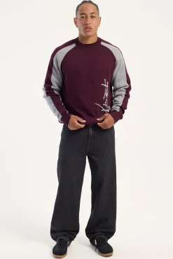 Roll Safe Boxy Knitted Crew Burgundy