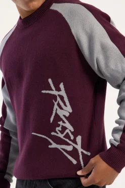 Roll Safe Boxy Knitted Crew Burgundy