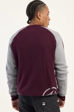 Roll Safe Boxy Knitted Crew Burgundy