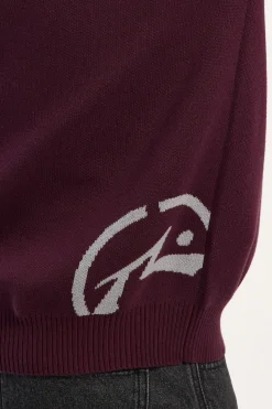 Roll Safe Boxy Knitted Crew Burgundy
