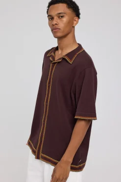 Rolla's Dash Knit Bowler Shirt Brown
