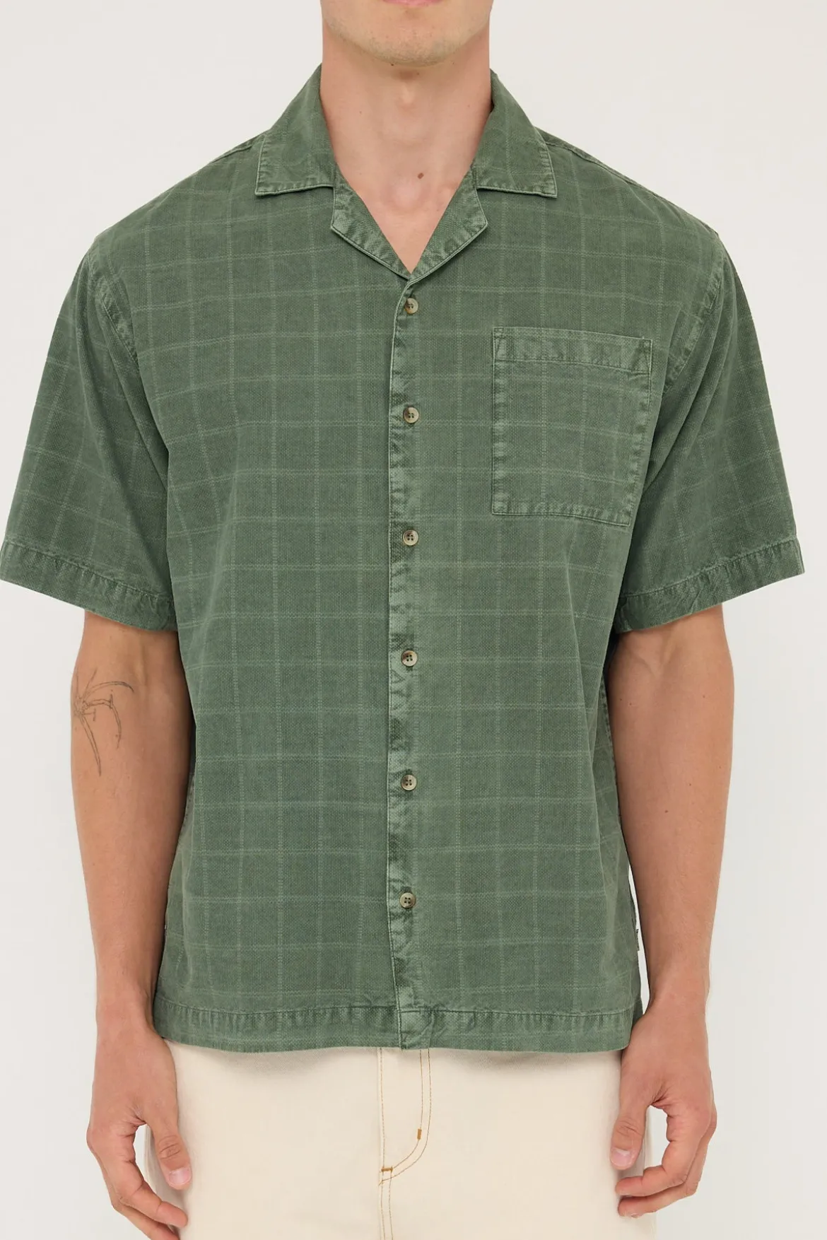 Rolla's Tile Cord Bowler Shirt Thyme