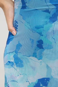 Romantic Blues Recycled Mesh Mini Dress Blue Print