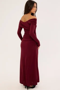 Romina Off Shoulder Maxi Dress Burgundy