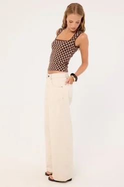 Roomy Extra Wide Low Rise Jeans Off White Denim