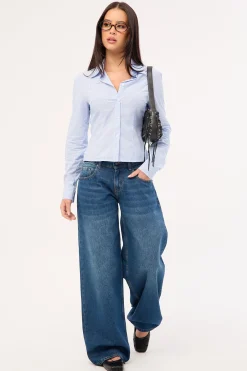 Roomy Extra Wide Low Rise Jean Mid Blue Denim