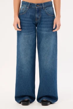 Roomy Extra Wide Low Rise Jean Mid Blue Denim