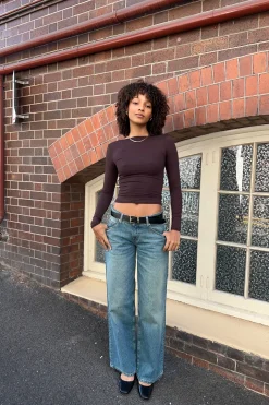 Roomy Extra Wide Low Rise Jean Vintage Blue Green Denim