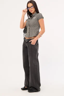 Roomy Low Rise Jean Washed Black Grey