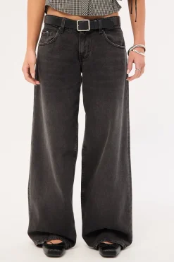 Roomy Low Rise Jean Washed Black Grey