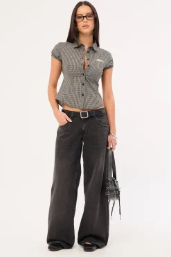 Roomy Low Rise Jean Washed Black Grey