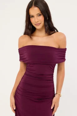 Rosetta Off Shoulder Maxi Dress Plum