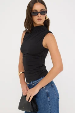 Rosewood High Neck Top Black