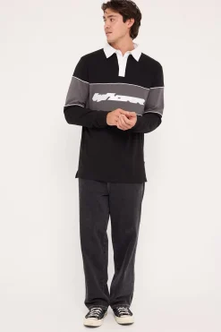 Rothman Panel Rugby Top Black/Grey