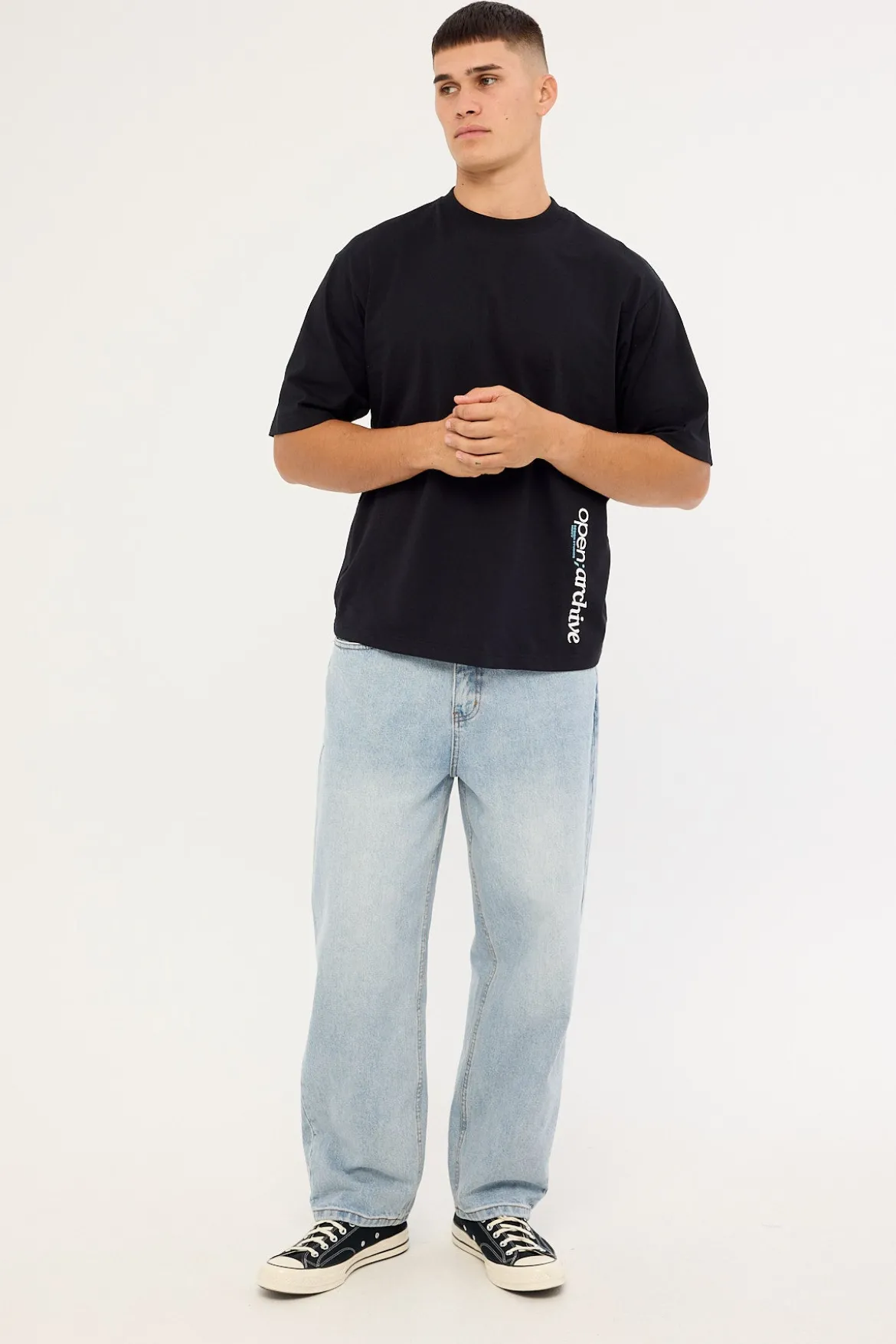 Routine Organic Boxy Tee Off Black