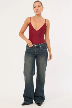 Rowie Low Rise Wide Jean Dirty Ink Blue
