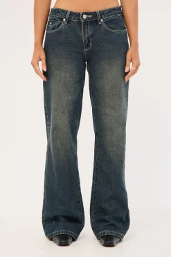 Rowie Low Rise Wide Jean Dirty Ink Blue
