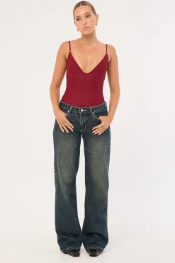 Rowie Low Rise Wide Jean Dirty Ink Blue