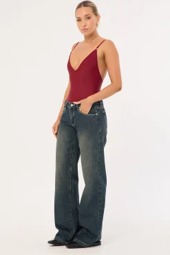 Rowie Low Rise Wide Jean Dirty Ink Blue