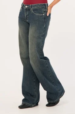 Rowie Low Rise Wide Jean Dirty Ink Blue