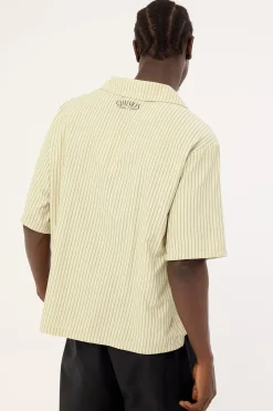 Royale Boxy Cropped Resort Shirt Sage Stripe