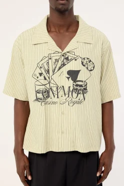 Royale Boxy Cropped Resort Shirt Sage Stripe