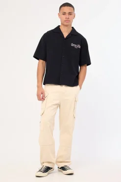 Royalty Boxy Cropped Resort Shirt Black