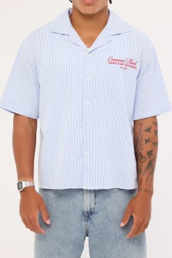 Royalty Boxy Cropped Resort Shirt Blue/White Stripe
