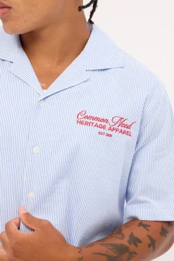Royalty Boxy Cropped Resort Shirt Blue/White Stripe