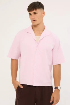 Royalty Boxy Cropped Resort Shirt Pink Stripe