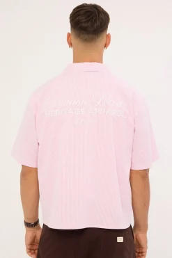 Royalty Boxy Cropped Resort Shirt Pink Stripe